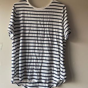 old navy luxe blue & white striped shirt